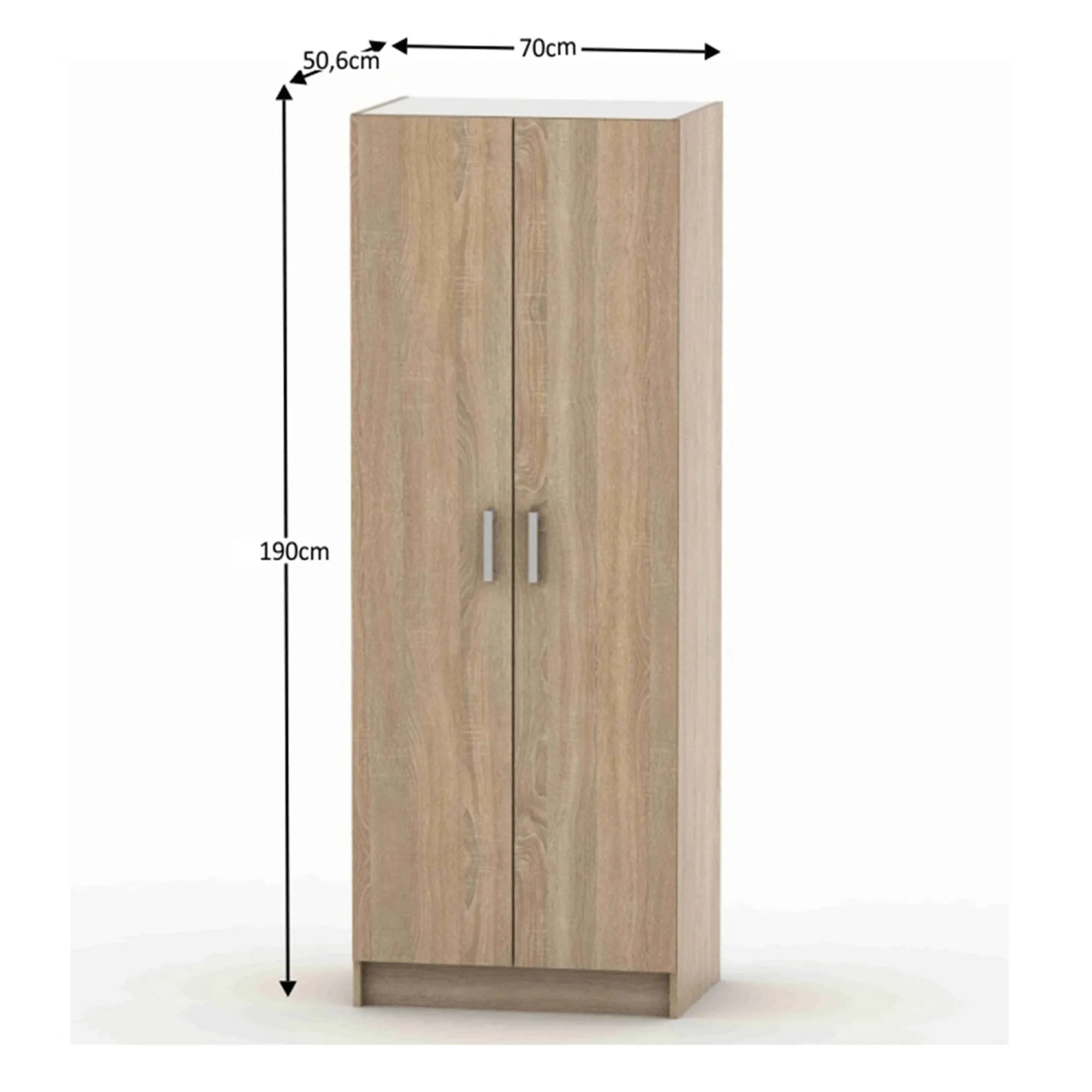 Dulap BETTY 7 BE07-009-00, stejar sonoma, DTD laminat, cu 2 usi, 70x51x190 cm