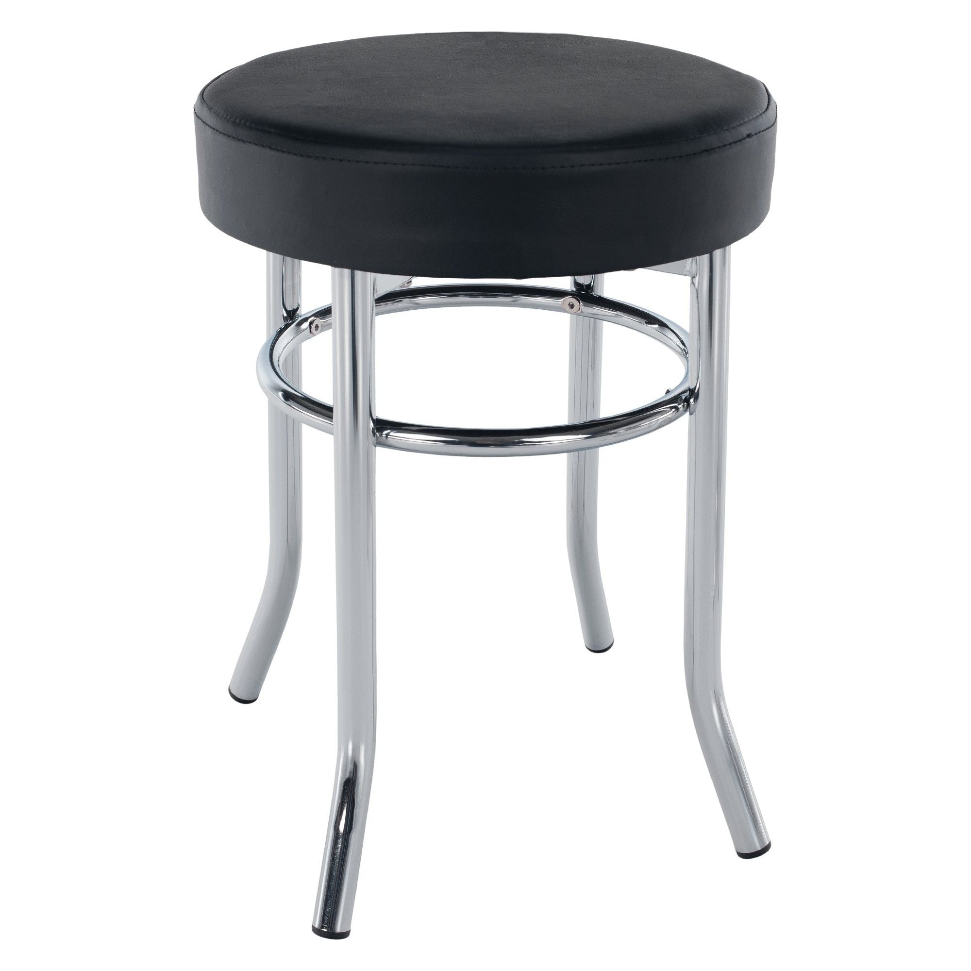 Taburet IRENA, negru/crom, metal/piele ecologica, 33x33x43 cm