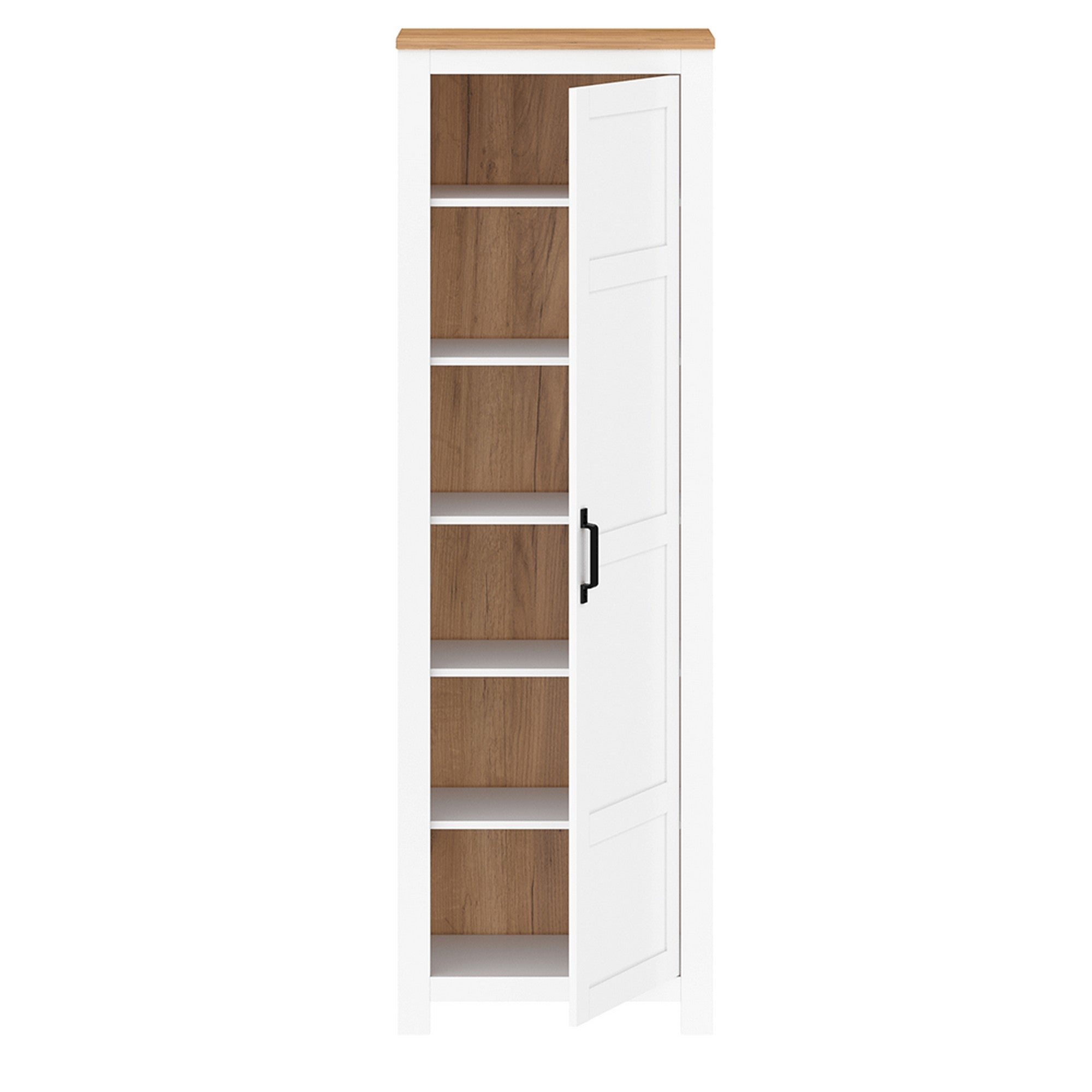Dulap LANZETTE V, alb/stejar craft auriu, DTD laminat, cu o usa, 64x41x200 cm