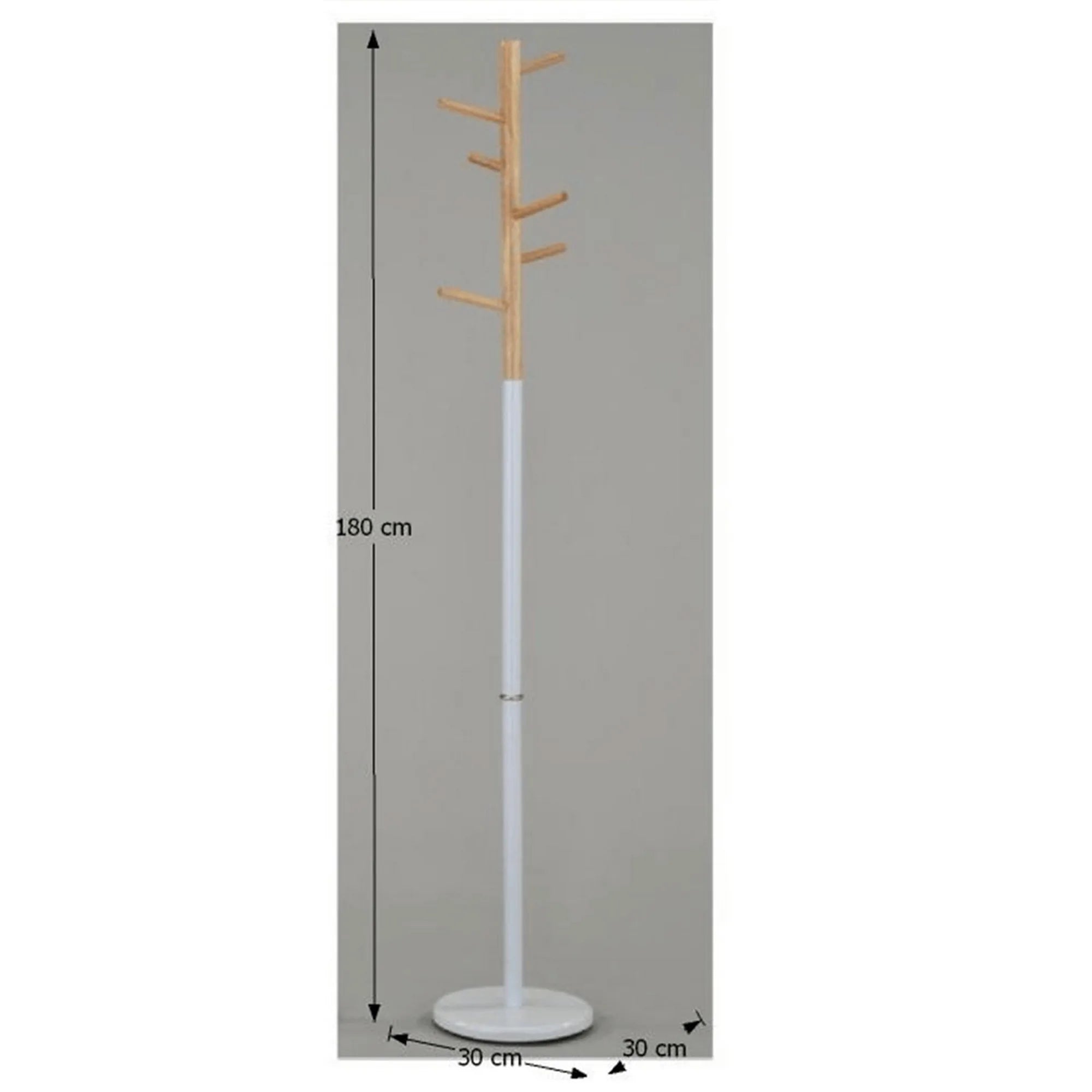 Cuier pom HORST, alb/stejar, metal/lemn, 30x180 cm