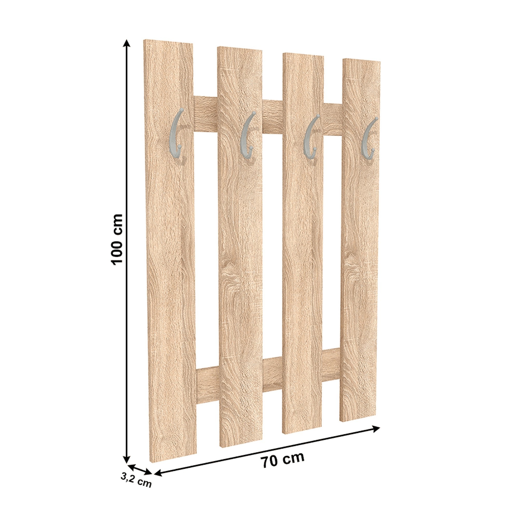 Cuier de perete KORADO NEW KV11, stejar sonoma, PAL, 70x3x100 cm