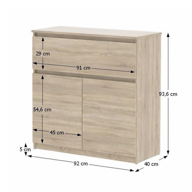 Comoda LOGAN NEW 02, stejar sonoma, DTD laminat, 92x40x94 cm