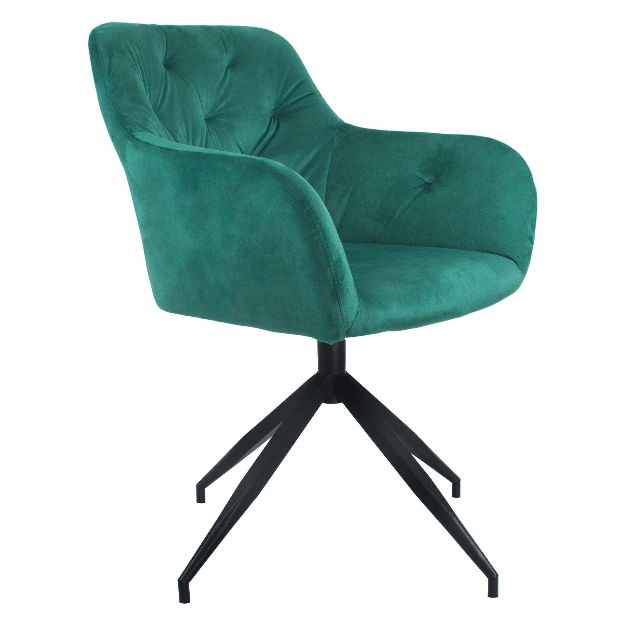 Scaun birou rotativ VELEZA NEW, verde/negru, stofa catifelata/metal, 66x66x83 cm