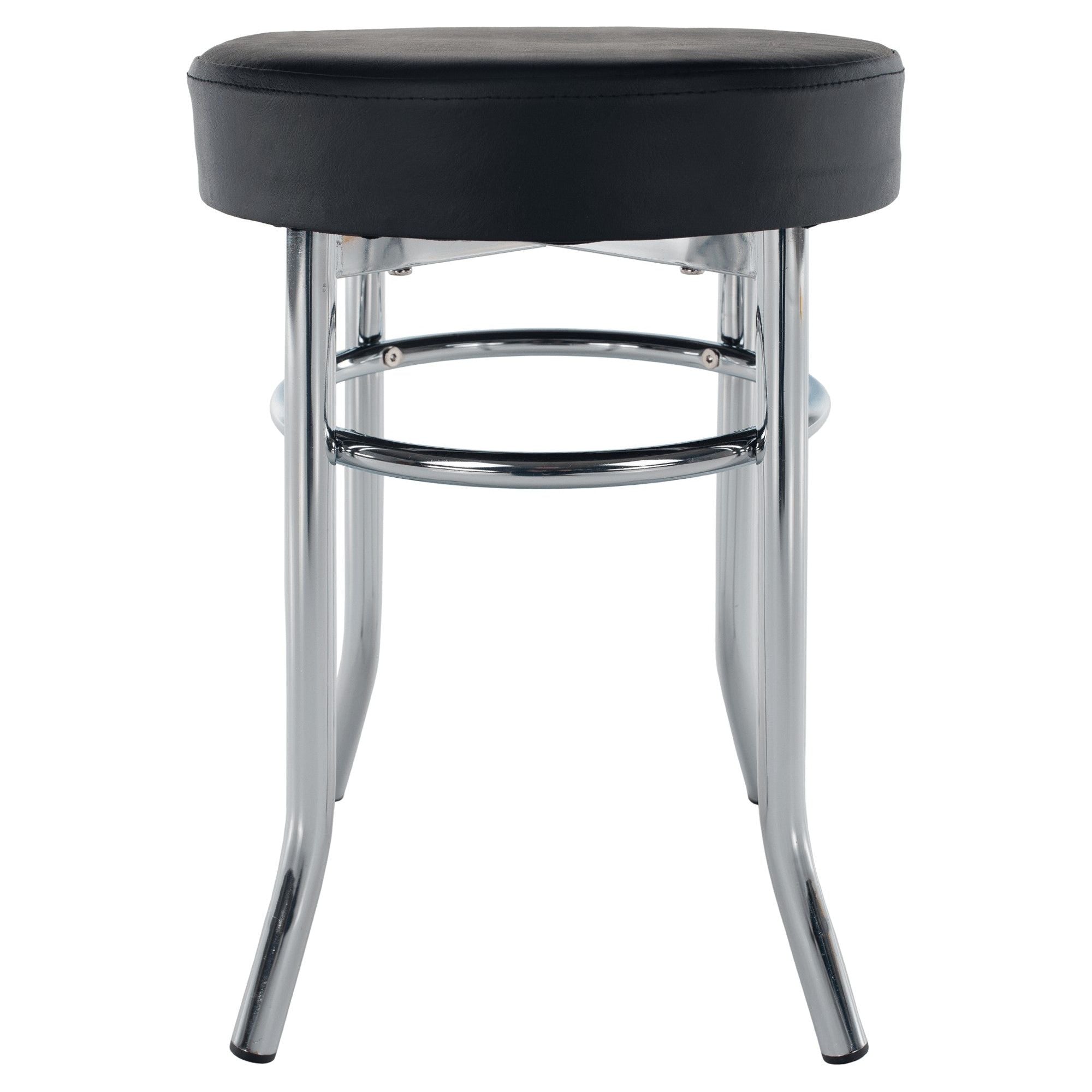 Taburet IRENA, negru/crom, metal/piele ecologica, 33x33x43 cm