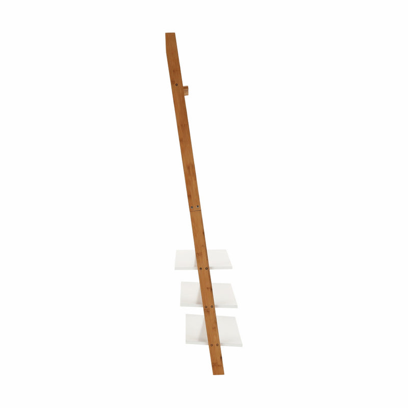 Cuier cu rafturi MARIKE TYP 2, alb/bambus, 63x175x34,4 cm