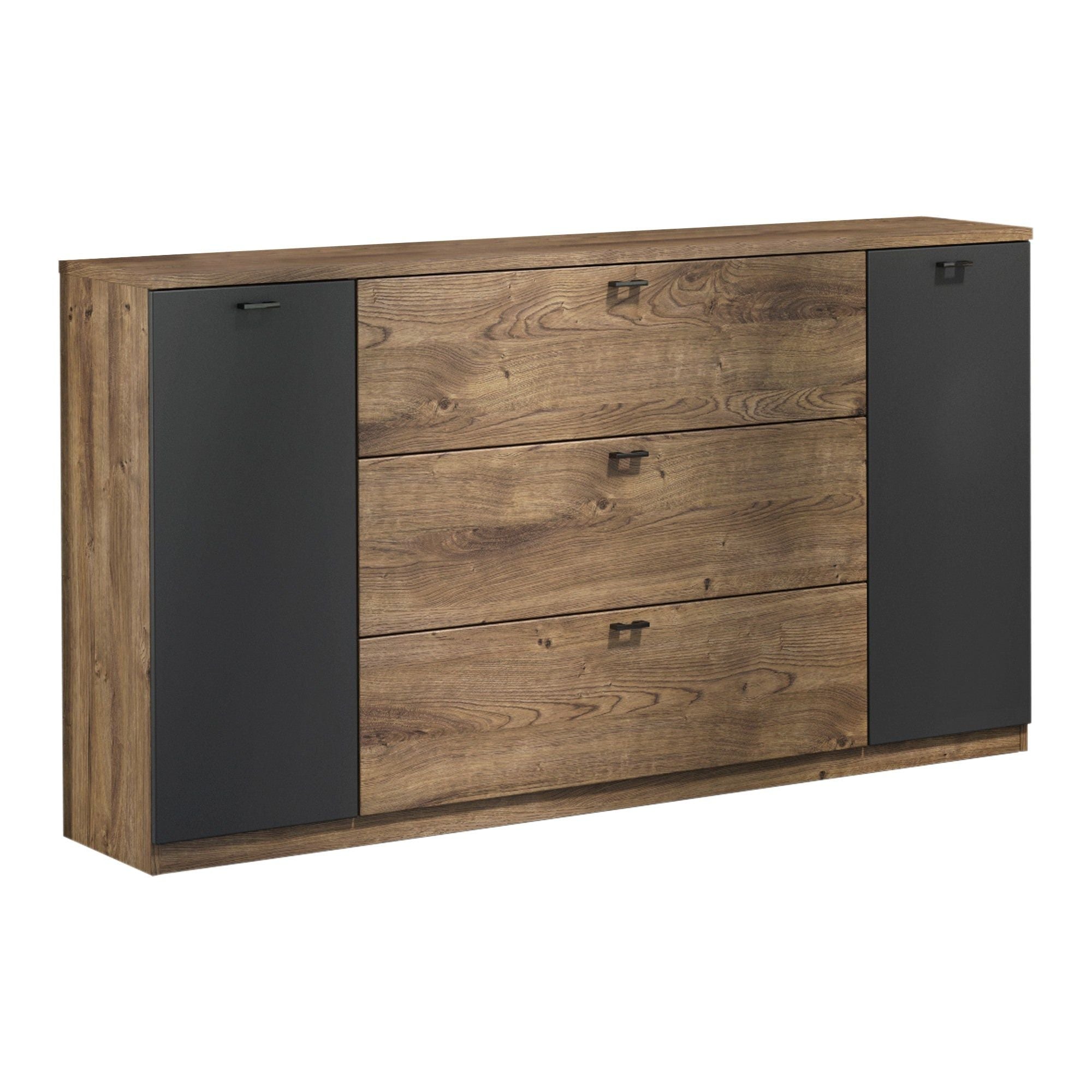 Comoda ARMENY 8XX3AT45, stejar inchis/gri grafit, PAL, 155x40x93 cm