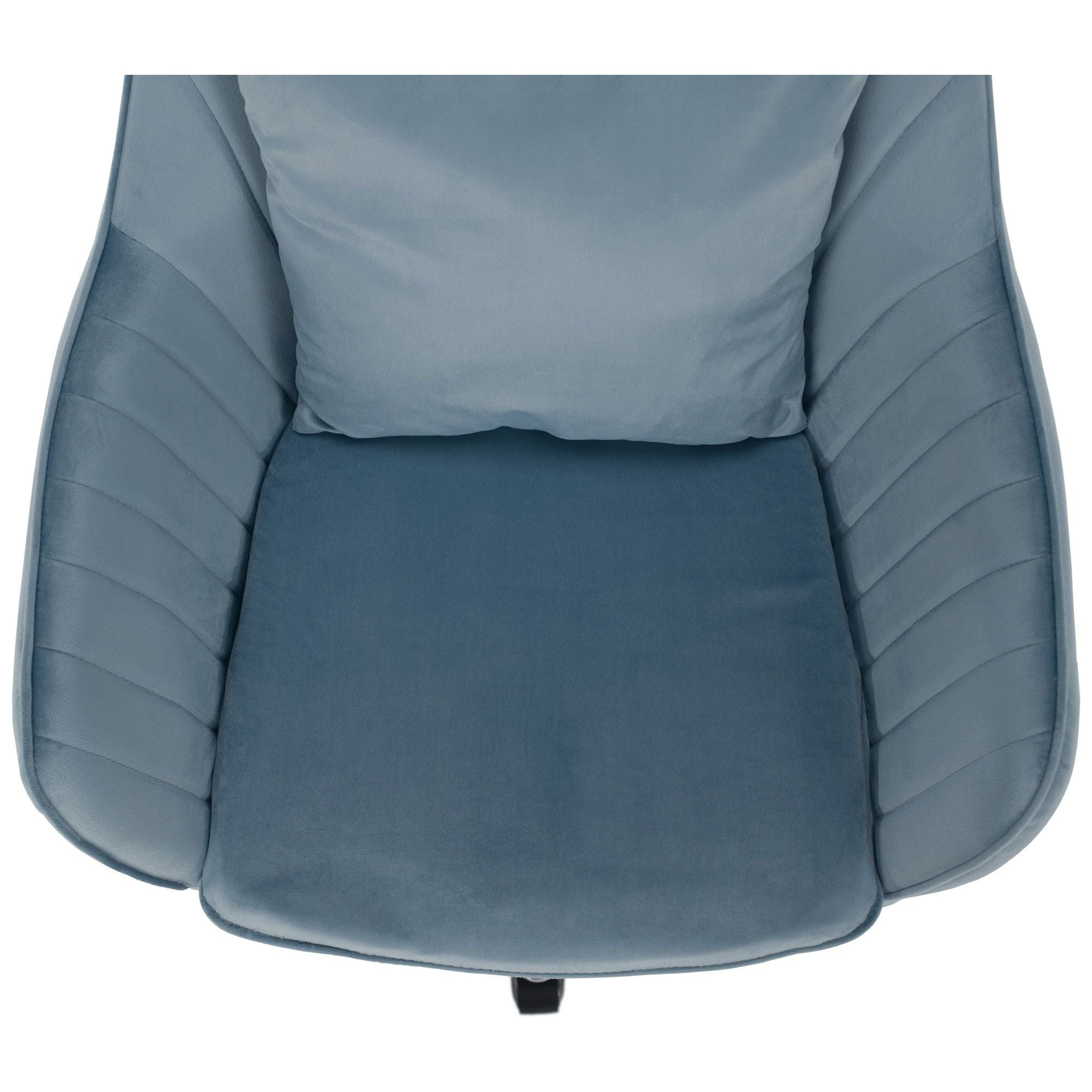 Scaun birou KLIAN, albastru deschis/crom, metal/stofa catifelata, 59x61x87/101 cm
