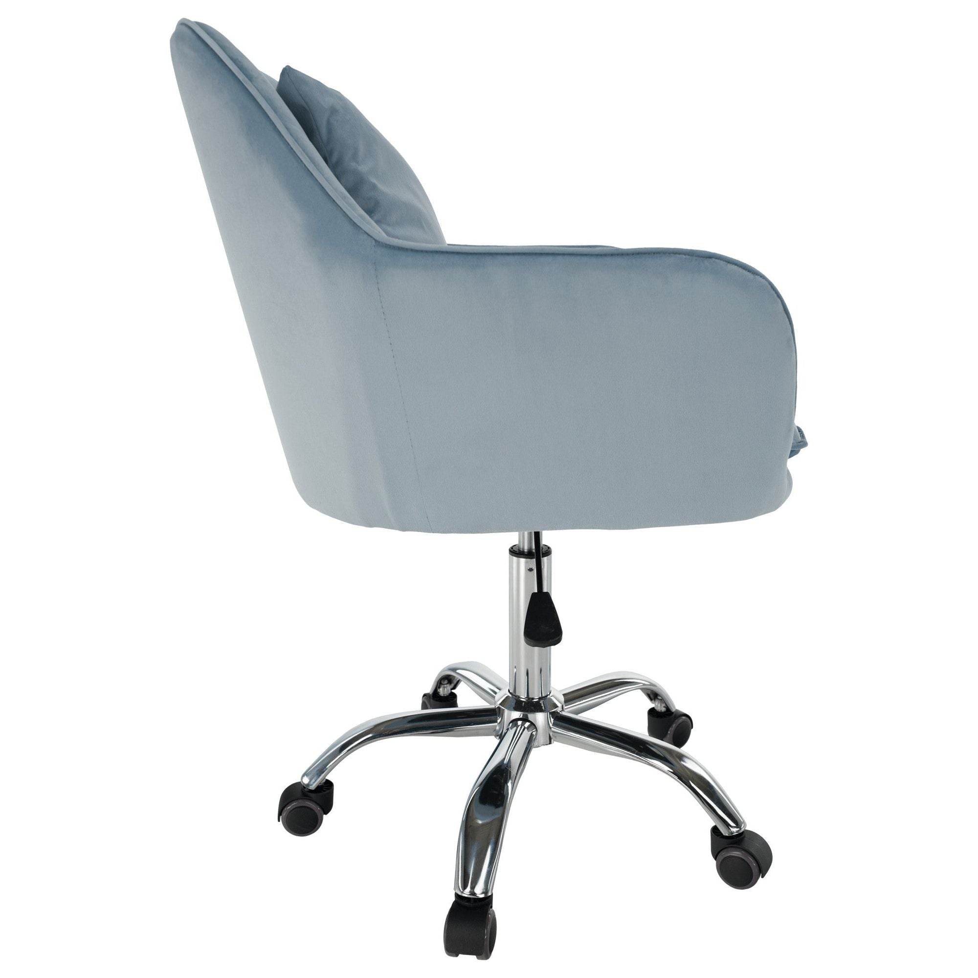 Scaun birou KLIAN, albastru deschis/crom, metal/stofa catifelata, 59x61x87/101 cm