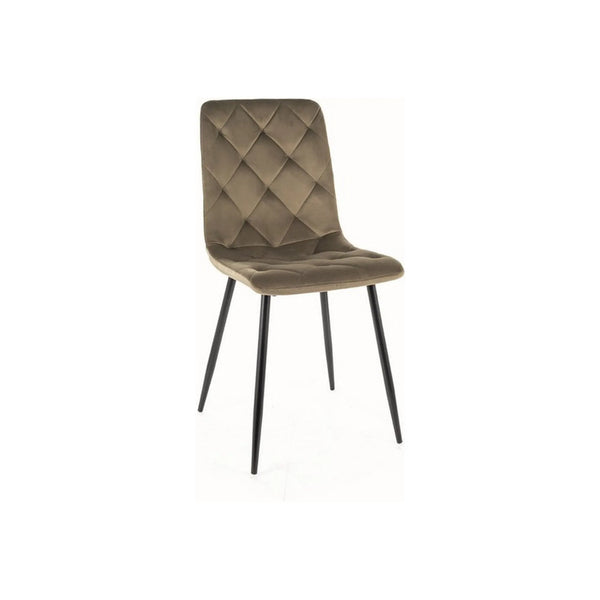 Scaun JERRY, verde maslin/negru, stofa catifelata/metal, 45x39x91 cm
