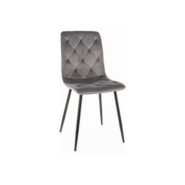 Scaun JERRY, gri/negru, stofa catifelata/metal, 45x39x91 cm