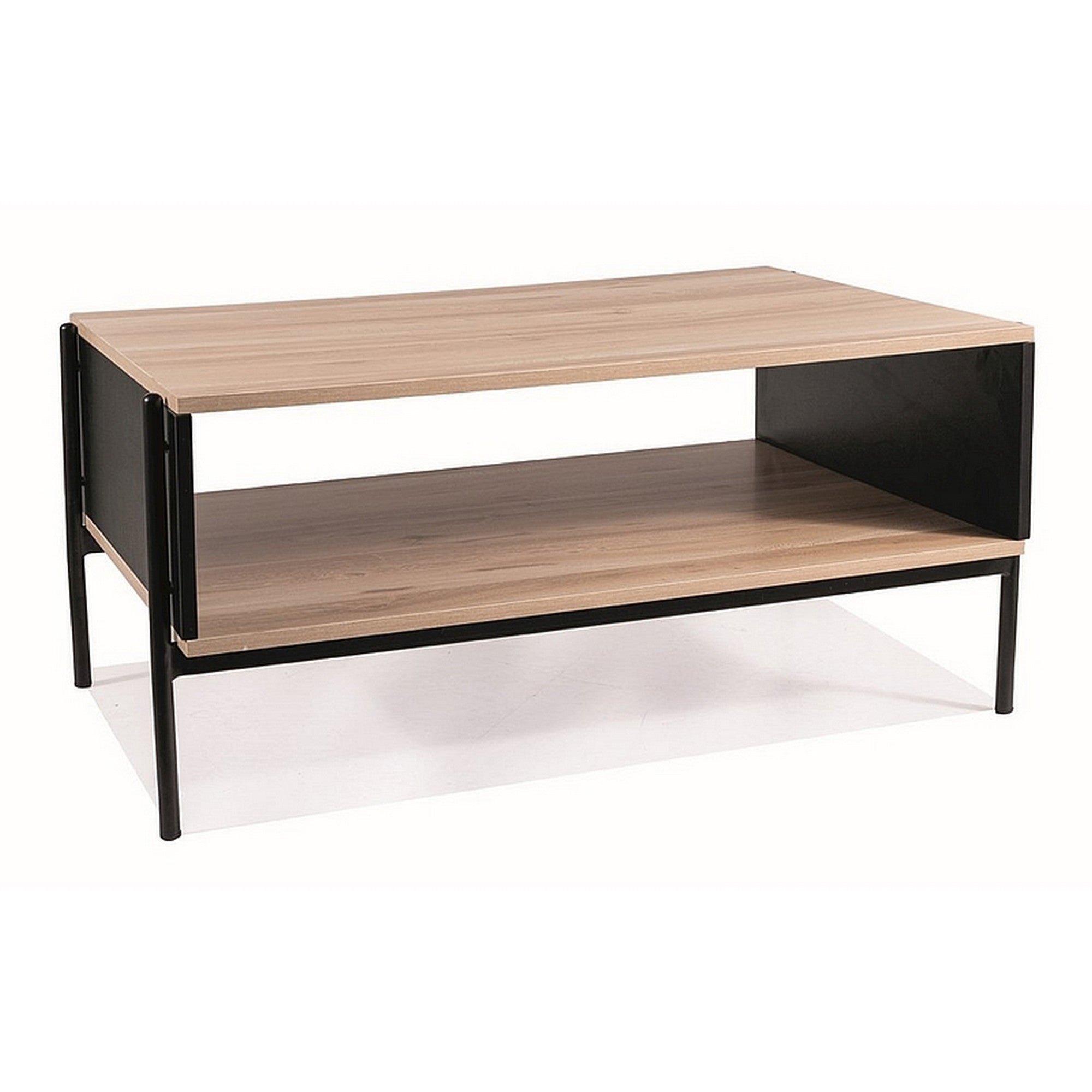 Masuta cafea KANARIA A, stejar/negru, MDF melaminat/metal, 90x60x41 cm