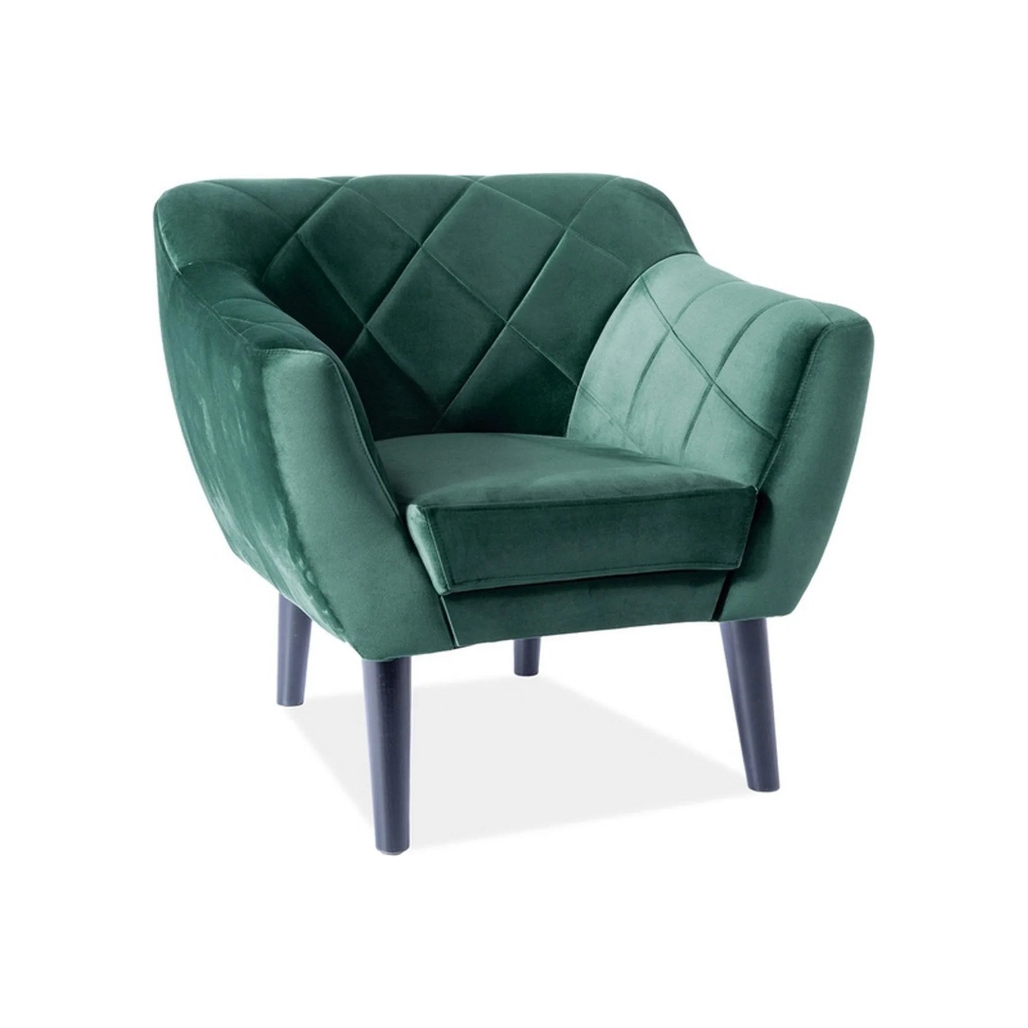 Fotoliu KARO, stofa catifelata verde - Bluvel 78/wenge, 78x75x76 cm