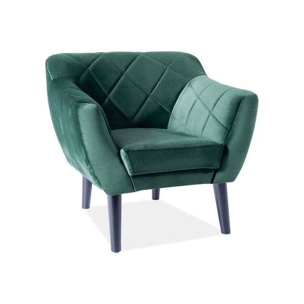 Fotoliu KARO, stofa catifelata verde - Bluvel 78/wenge, 78x75x76 cm