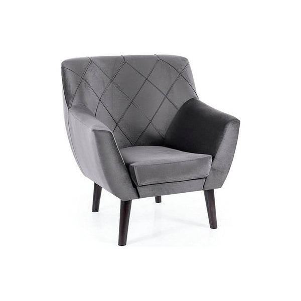 Fotoliu KIER, stofa catifelata gri deschis - Bluvel 14/wenge, 76x75x90 cm
