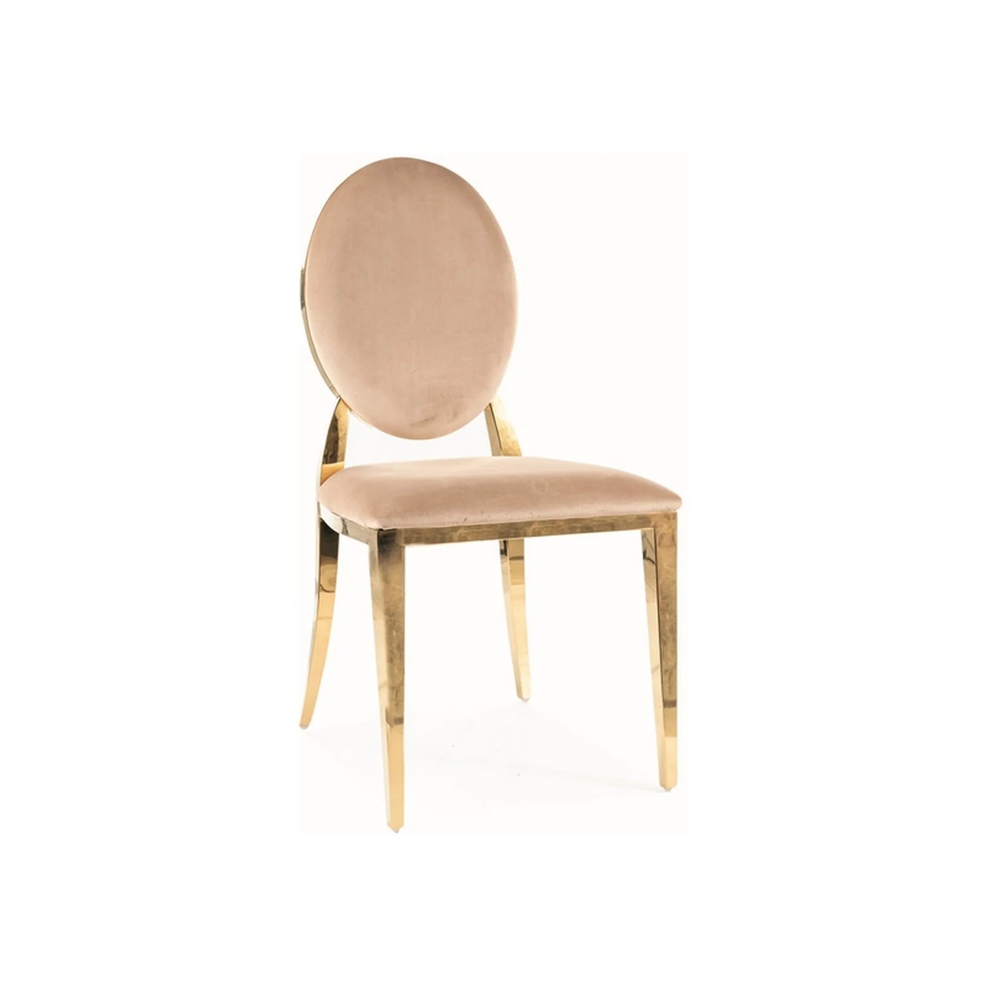 Scaun KING, bej/auriu, stofa catifelata/metal, 47x43x95 cm