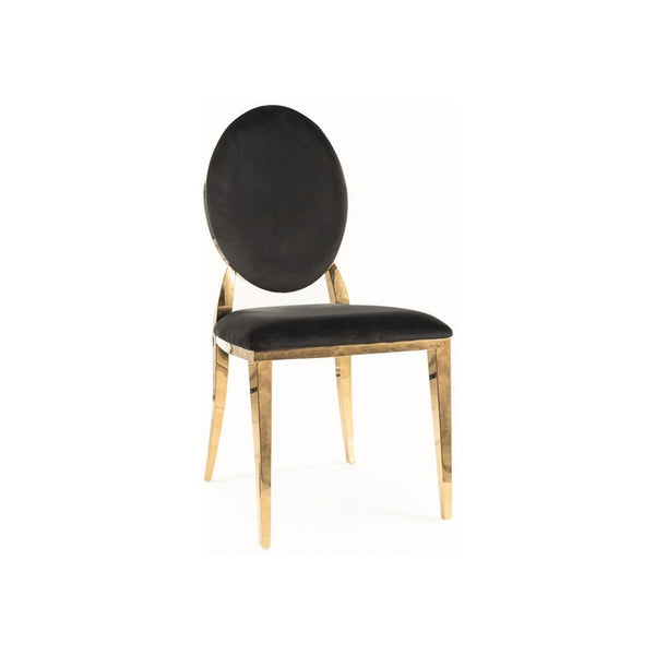 Scaun KING, negru/auriu, stofa catifelata/metal, 47x43x95 cm