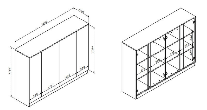 Comoda OFFICE NEW, stejar sonoma/gri antracit, PAL, 160x41x117 cm