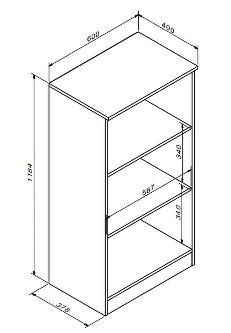 Biblioteca OFFICE NEW, gri antracit/stejar sonoma, PAL, 60x41x117 cm