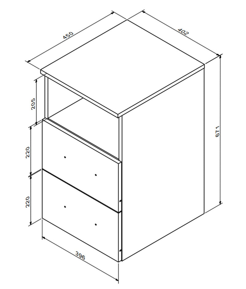 Comoda birou OFFICE NEW, gri antracit/stejar sonoma, PAL, 41x45x73 cm