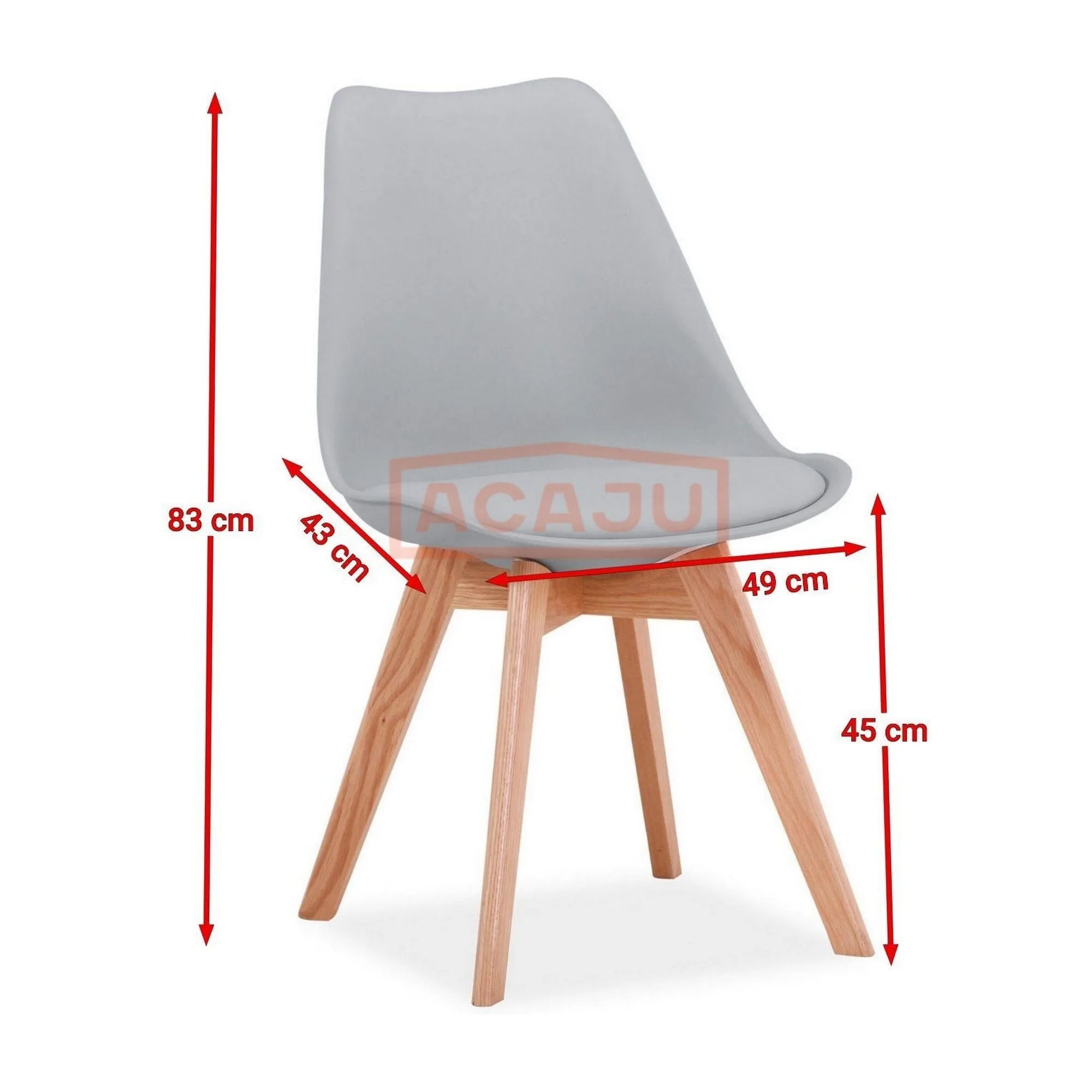 Scaun tapitat Kris, gri deschis/stejar, piele ecologica/lemn, 49X43X83 cm