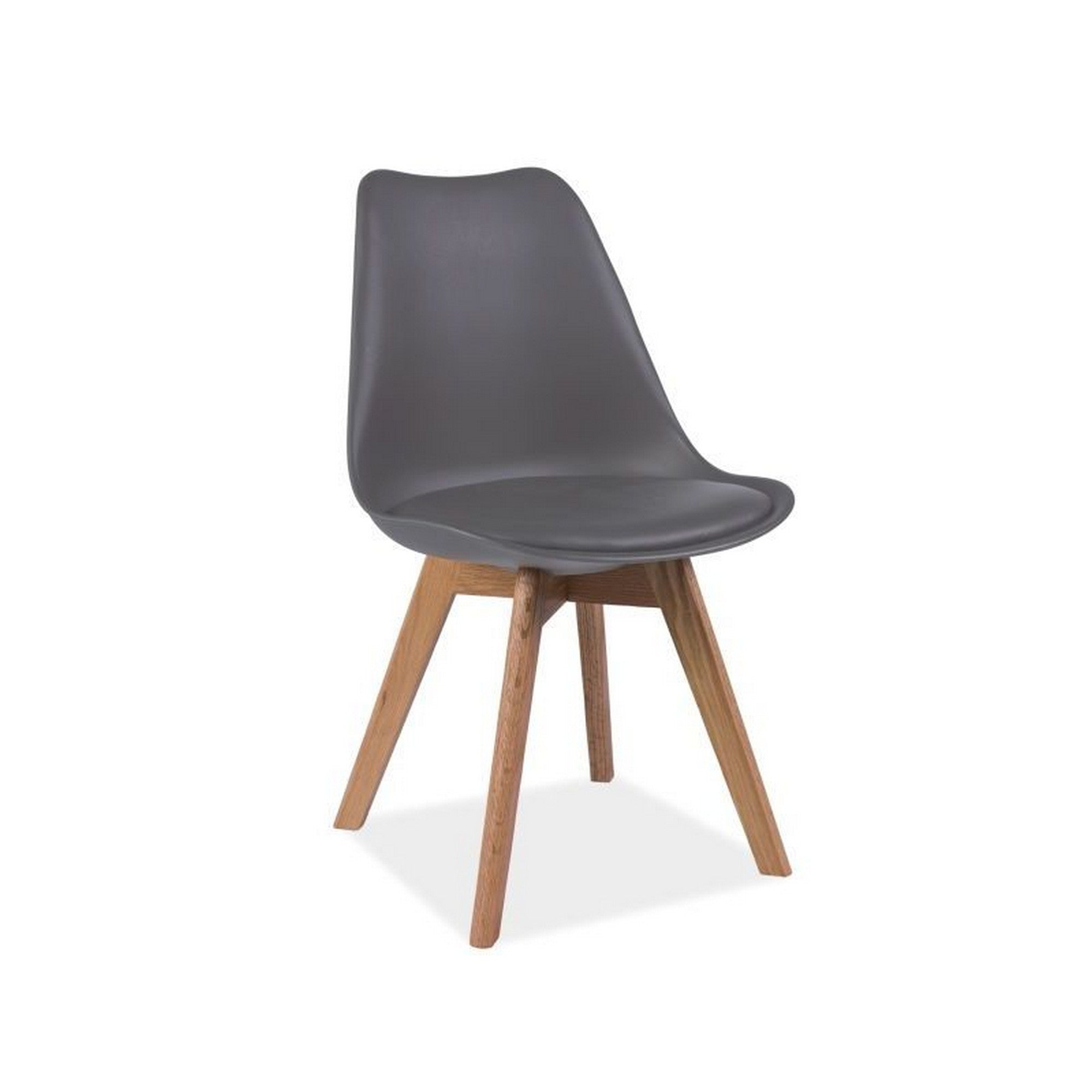 Scaun KRIS, gri/stejar, piele ecologica/lemn, 49x43x83 cm
