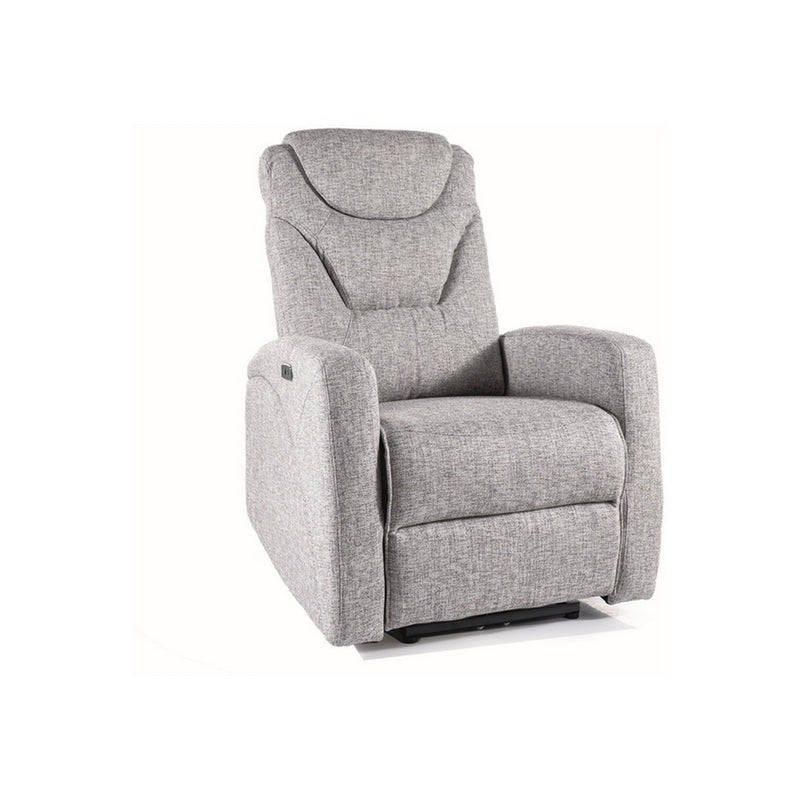 Fotoliu recliner KRONOS, stofa clasica gri deschis, 79x94/160x107 cm