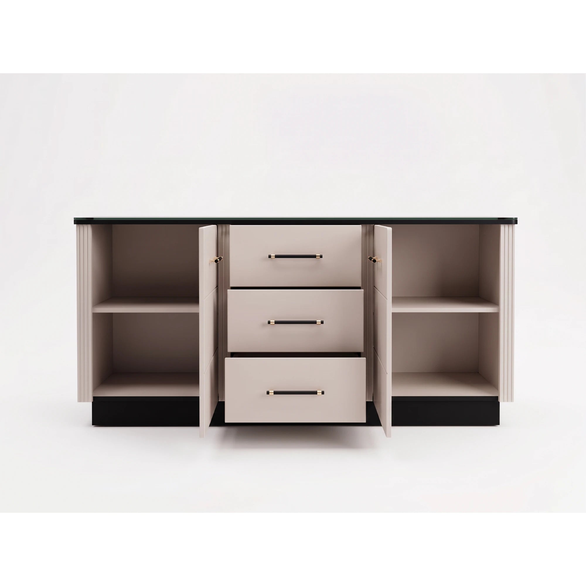 Comoda sufragerie SANTO SA8, casmir/negru, PAL laminat, 170x41x81 cm