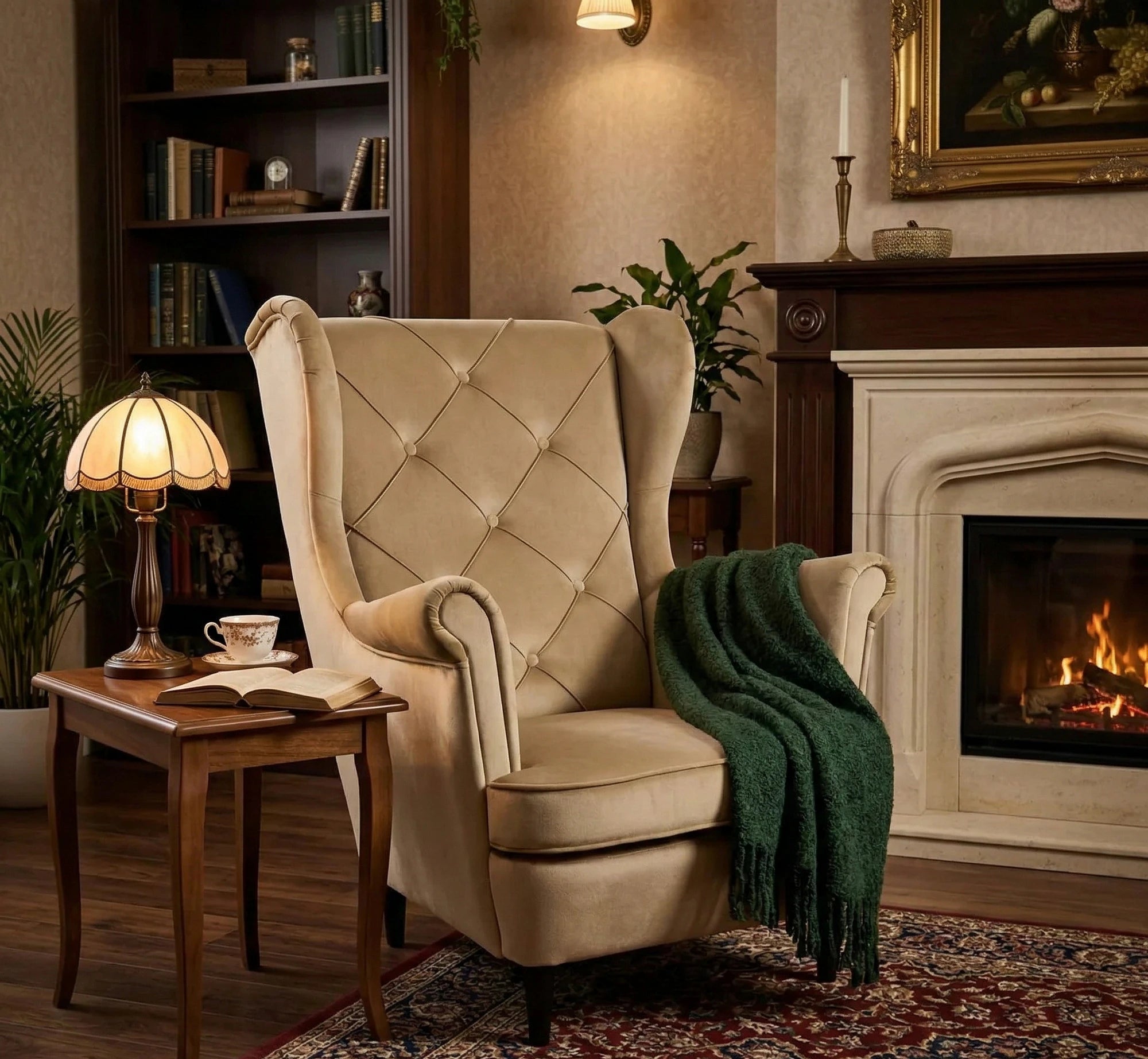 Fotoliu LADY, stofa catifelata bej - Bluvel 28, 82x92x101 cm