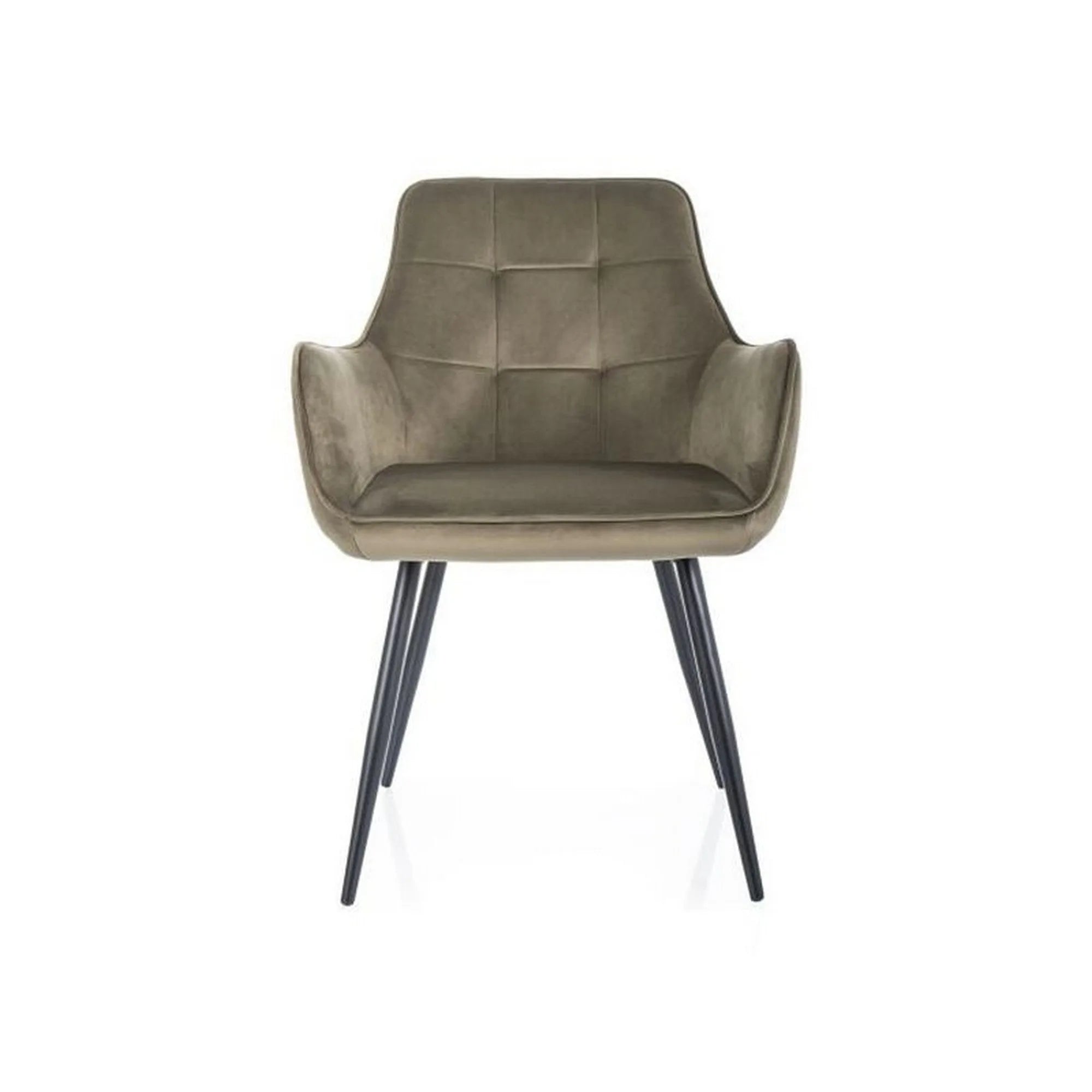 Scaun LEMON, verde olive/negru, stofa catifelata/metal, 57x47x85 cm