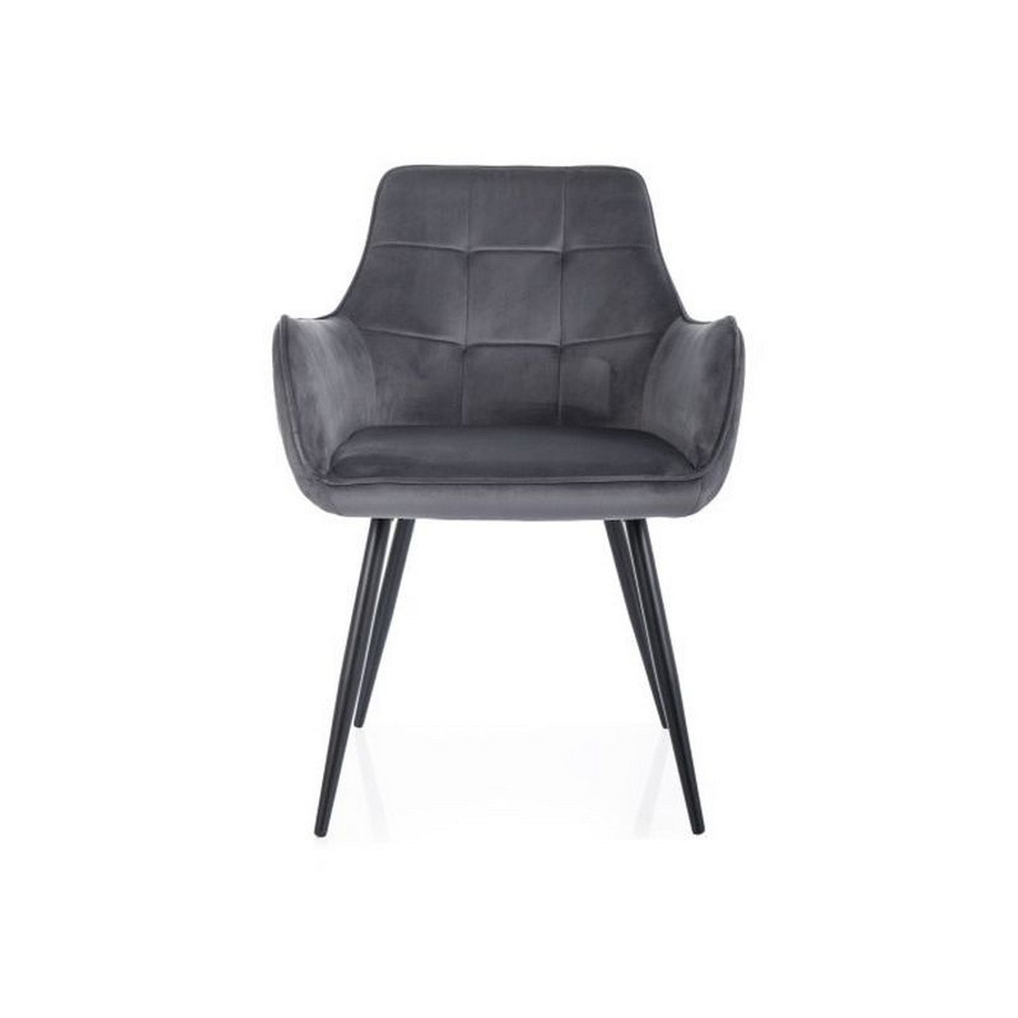 Scaun LEMON, gri/negru, stofa catifelata/metal, 57x47x85 cm