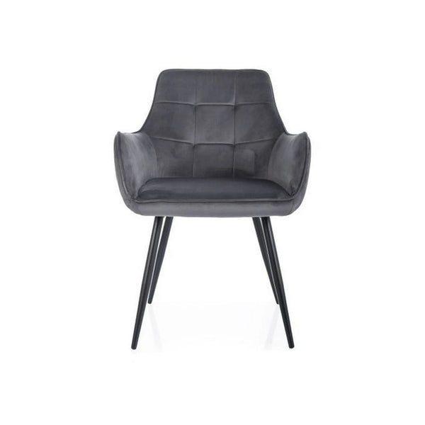 Scaun LEMON, gri/negru, stofa catifelata/metal, 57x47x85 cm