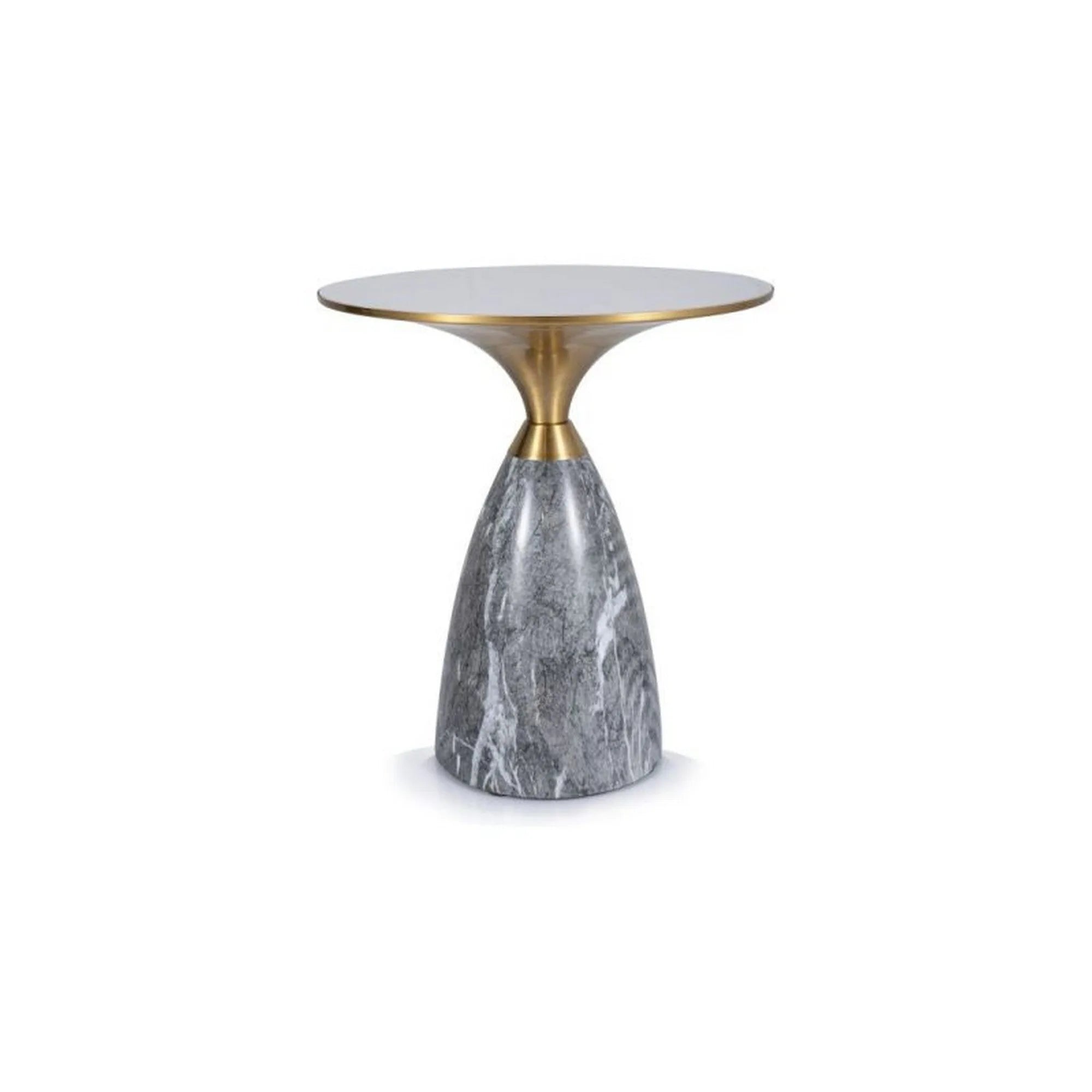 Masuta LEO, alb/gri cu efect de marmura/auriu, ceramica/metal, 50x50x54 cm