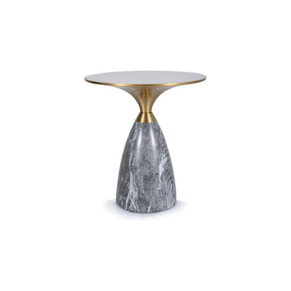 Masuta LEO, alb/gri cu efect de marmura/auriu, ceramica/metal, 50x50x54 cm