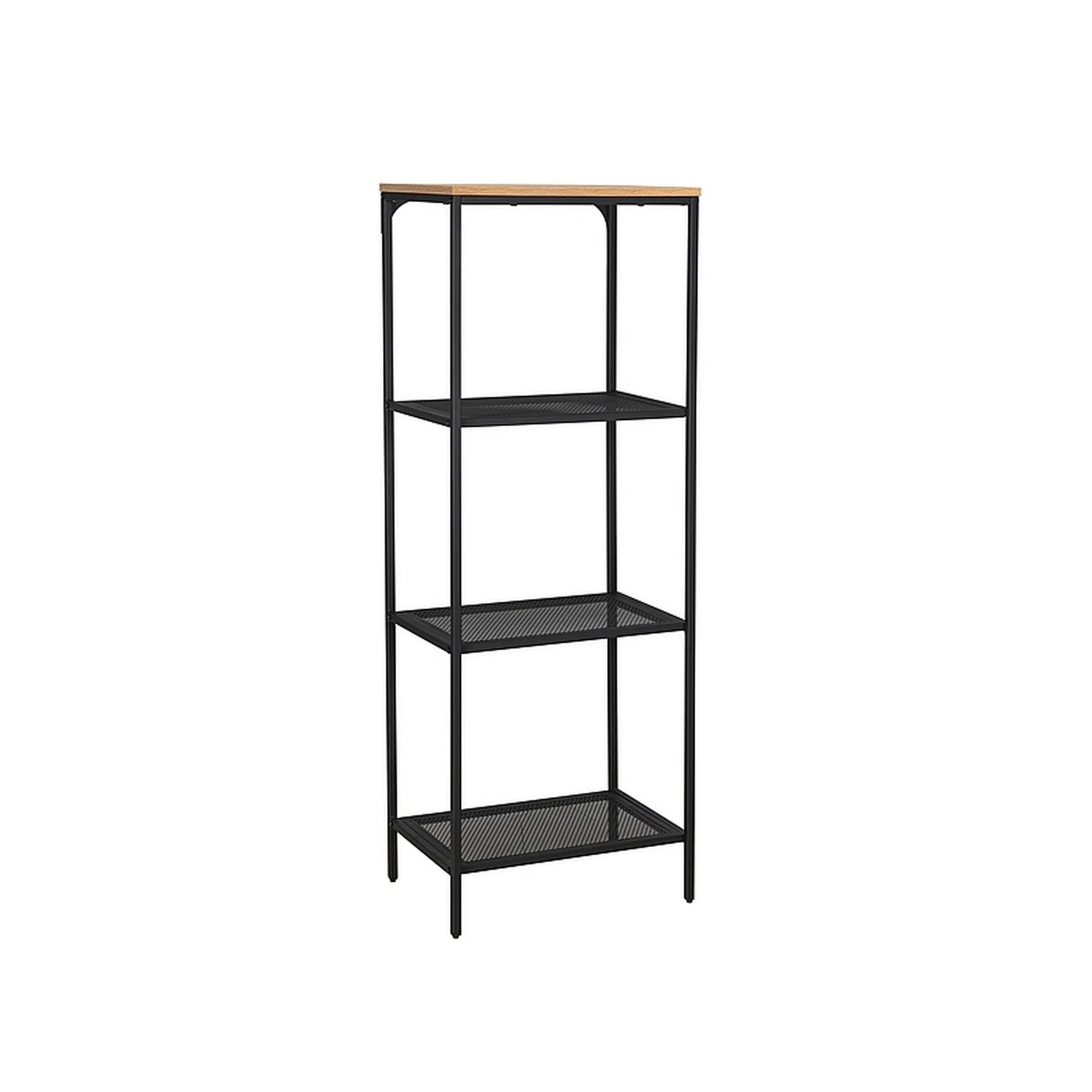 Etajera LEX B, stejar/negru, PAL laminat/metal, 50x36x136 cm