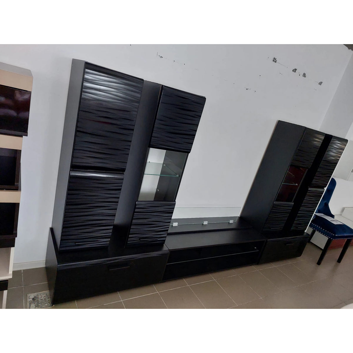 PRODUS RESIGILAT - Mobila living BLADE 4, negru, 280x43x195 cm