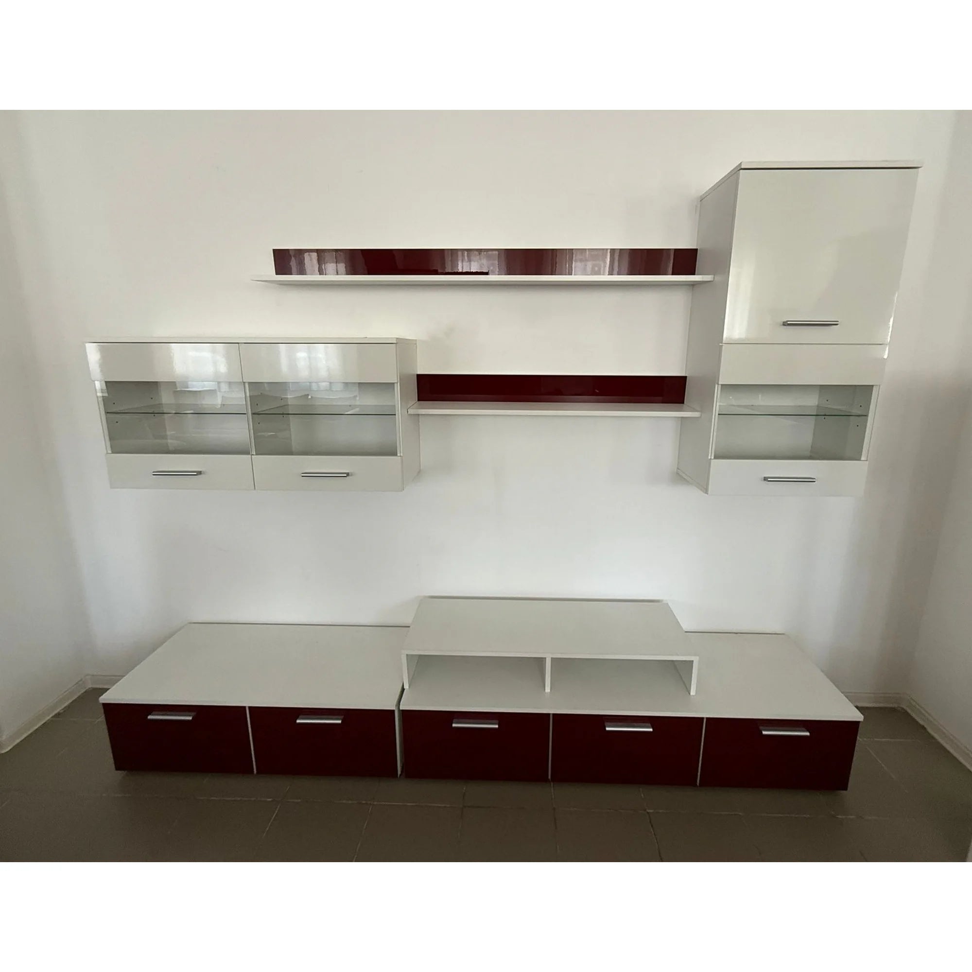 PRODUS RESIGILAT - Set living LOGO II, alb/visiniu lucios, PAL