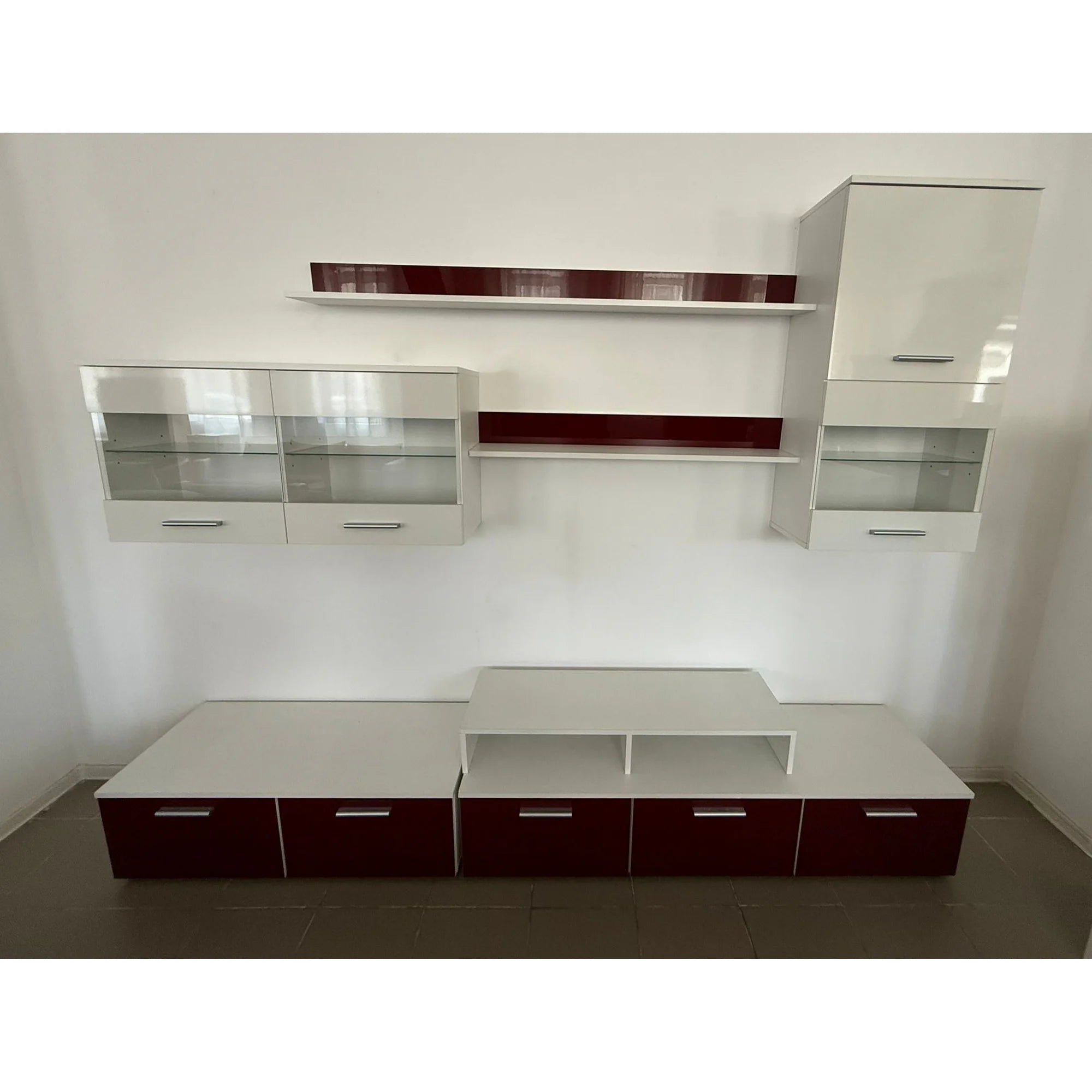 PRODUS RESIGILAT - Set living LOGO II, alb/visiniu lucios, PAL