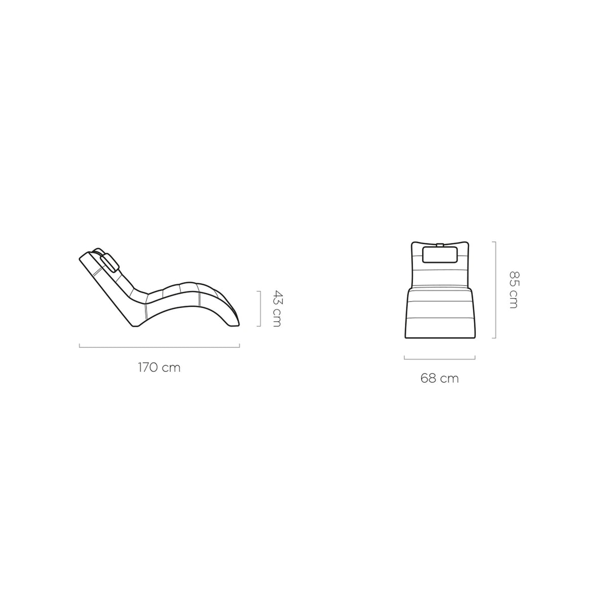 Sezlong LOS ANGELES, personalizabil materiale gama Oferta Avantaj, cu tetiera, 68x170x85 cm