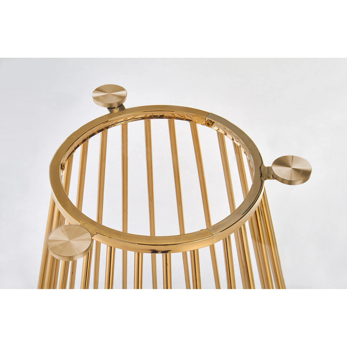 Masa sticla rotunda bucatarie LIVERPOOL, transparent/auriu, 120x120x75 cm