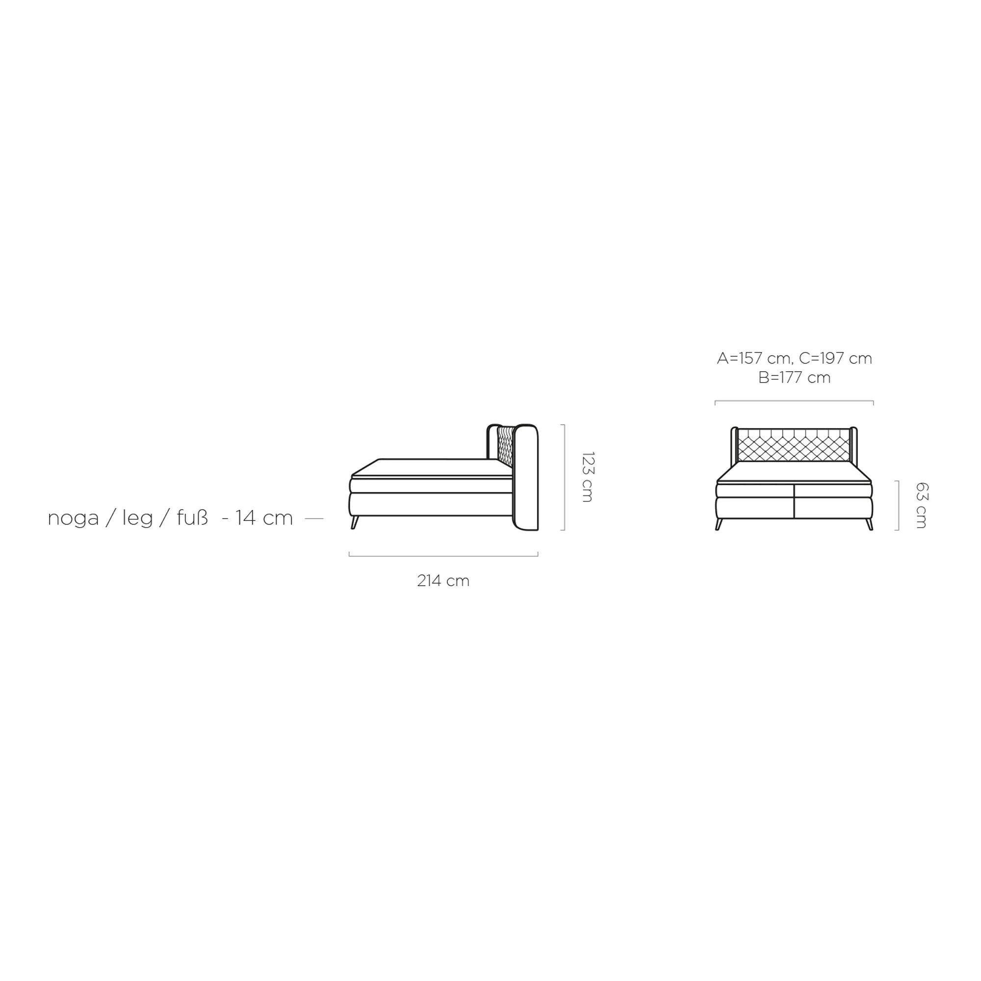 Pat boxspring MADISON 160x200, stofa catifelata caramiziu - Palladium 9, Gama Premium, cu saltele si topper