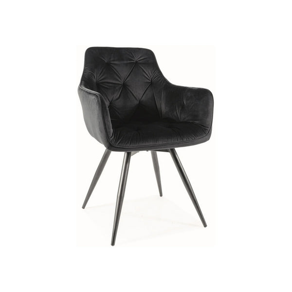 Scaun MANGO, negru, stofa catifelata, 57x45x83 cm