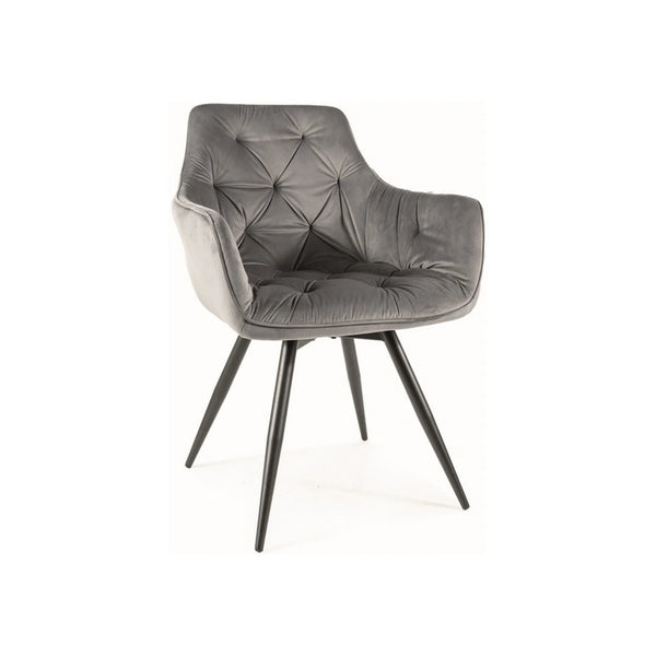 Scaun MANGO, gri/negru, stofa catifelata/metal, 57x45x83 cm