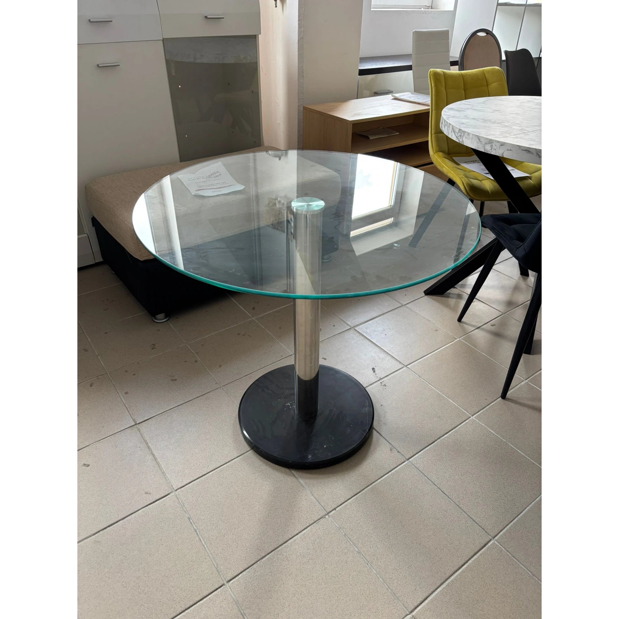 PRODUS RESIGILAT - Masa CYRYL, sticla/metal, 80x80x74 cm