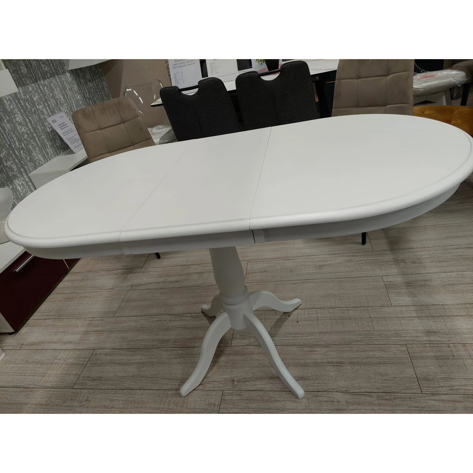 PRODUS RESIGILAT - Masa alba clasica DELLO, extensibila, 100/129x70x75 cm