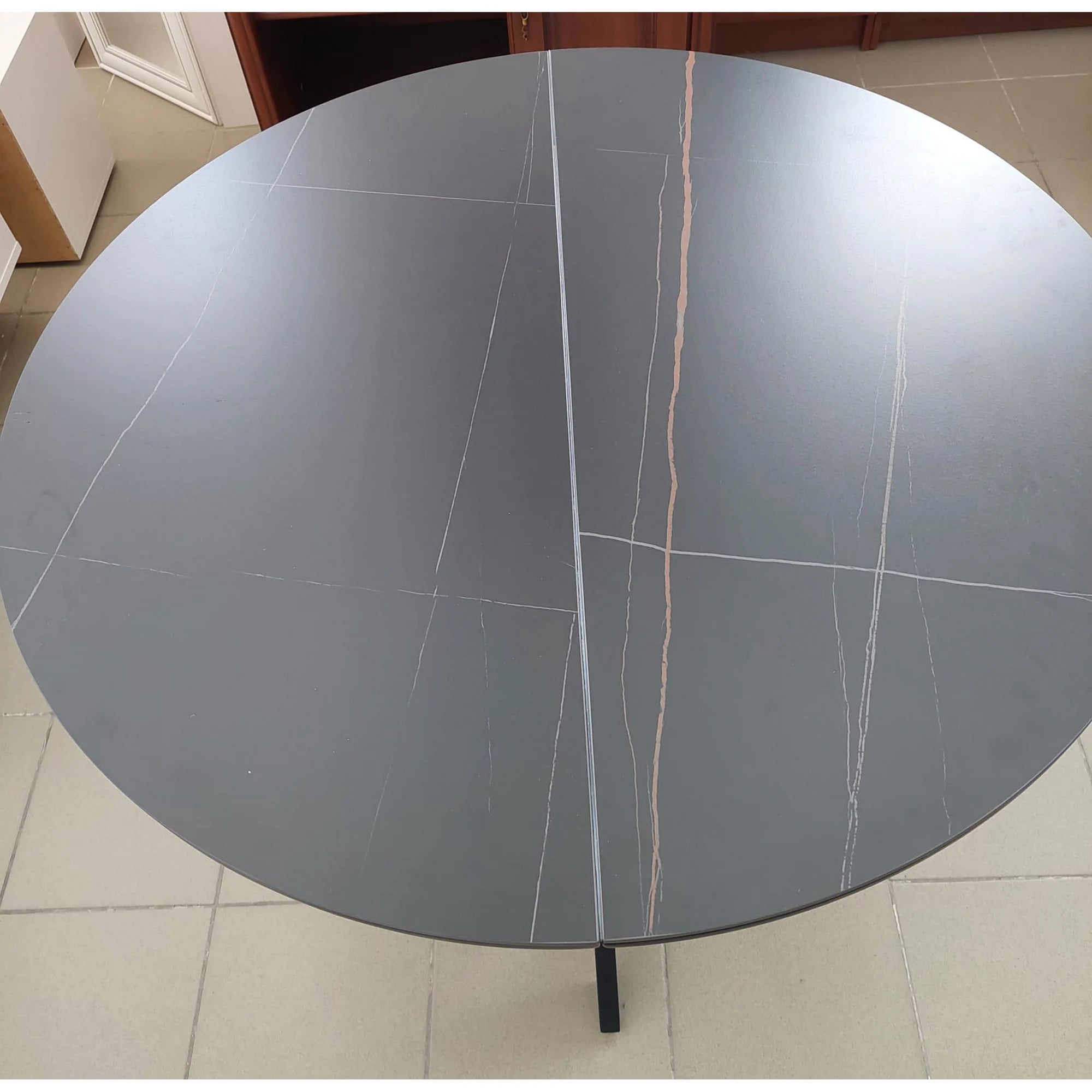 PRODUS RESIGILAT - Masa extensibila GASTON, negru, ceramica/metal, 100/135x100x76 cm