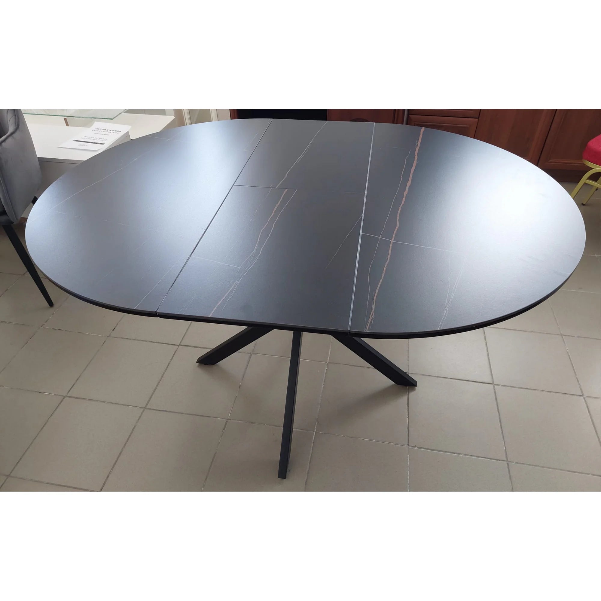 PRODUS RESIGILAT - Masa extensibila GASTON, negru, ceramica/metal, 100/135x100x76 cm