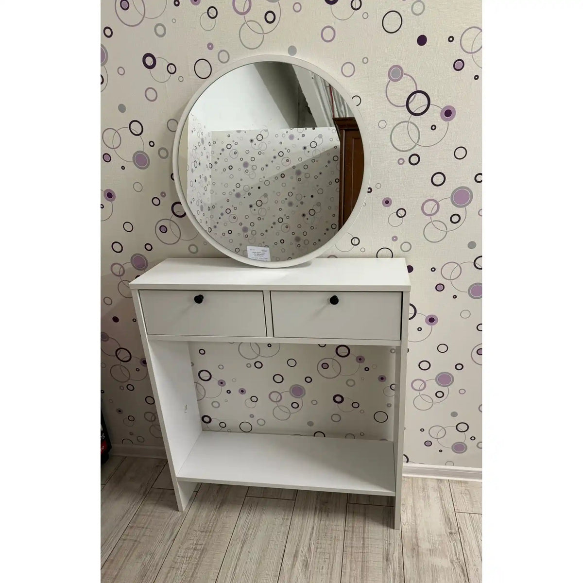 PRODUS RESIGILAT - Masa toaleta LR1-W, alb, PAL, cu oglinda, 80x24x90 cm