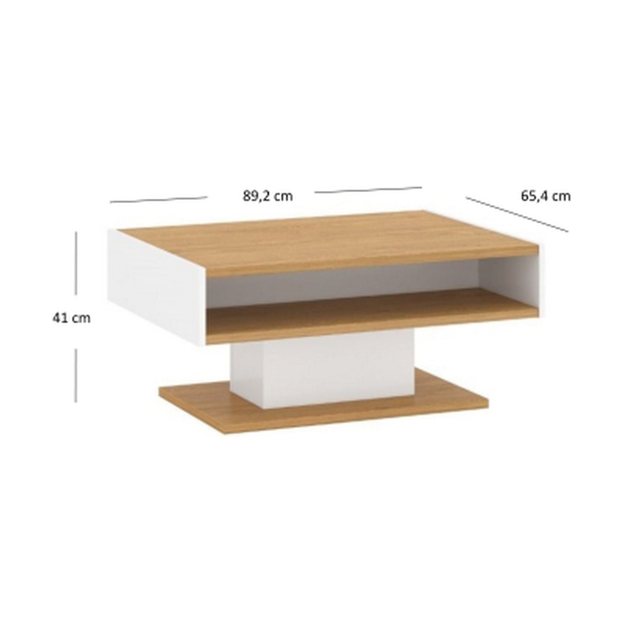Masuta Adam, stejar/alb, MDF, 89x65x41 cm