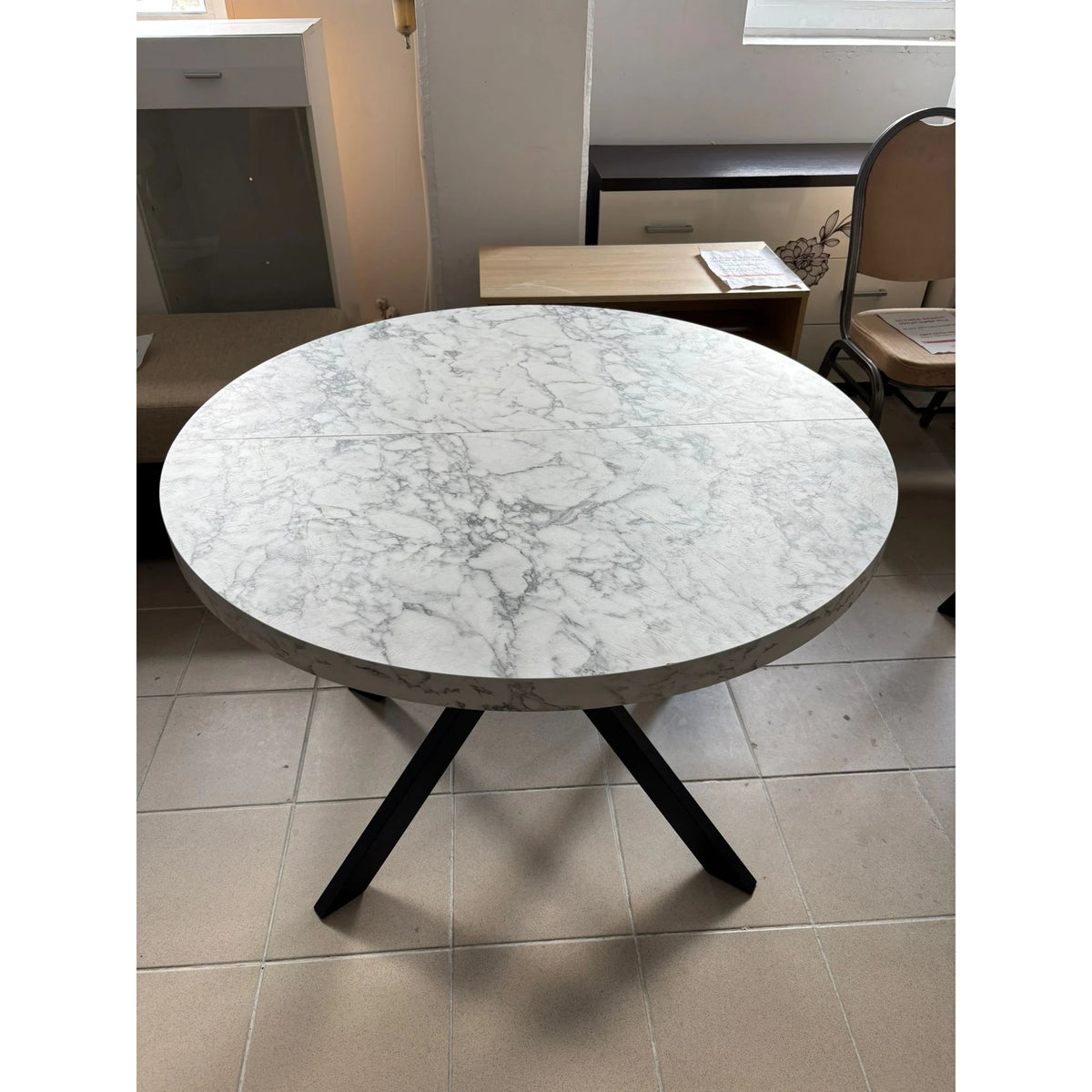 PRODUS RESIGILAT - Masa extensibila mare PERONI, alb/negru, PAL furniruit /otel, 100/250x100x75 cm