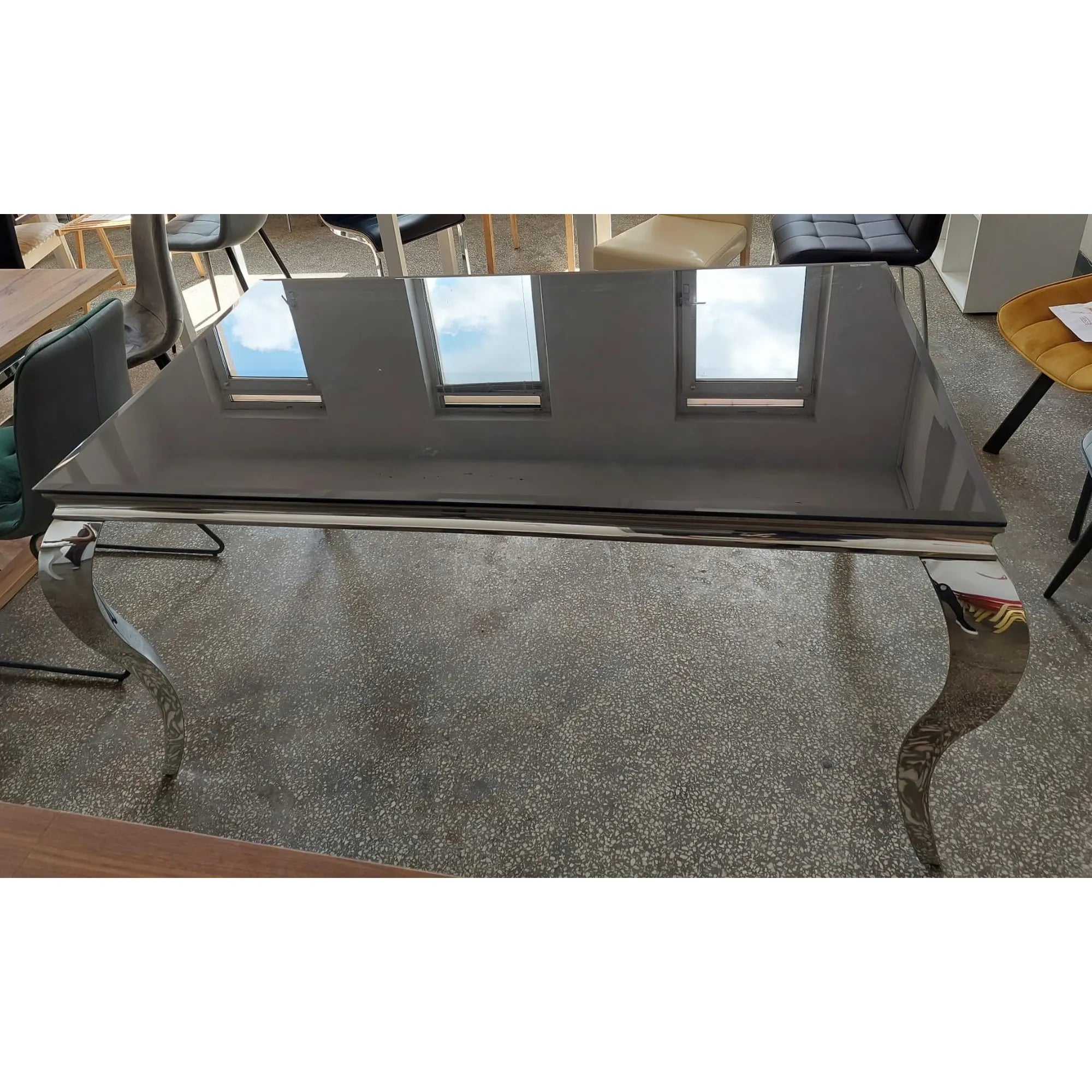 PRODUS RESIGILAT - Masa PRINCE, negru/crom, sticla/metal, 150x90x75 cm